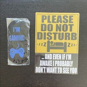 Gaming Socks and Sign Set - Black and Blue
